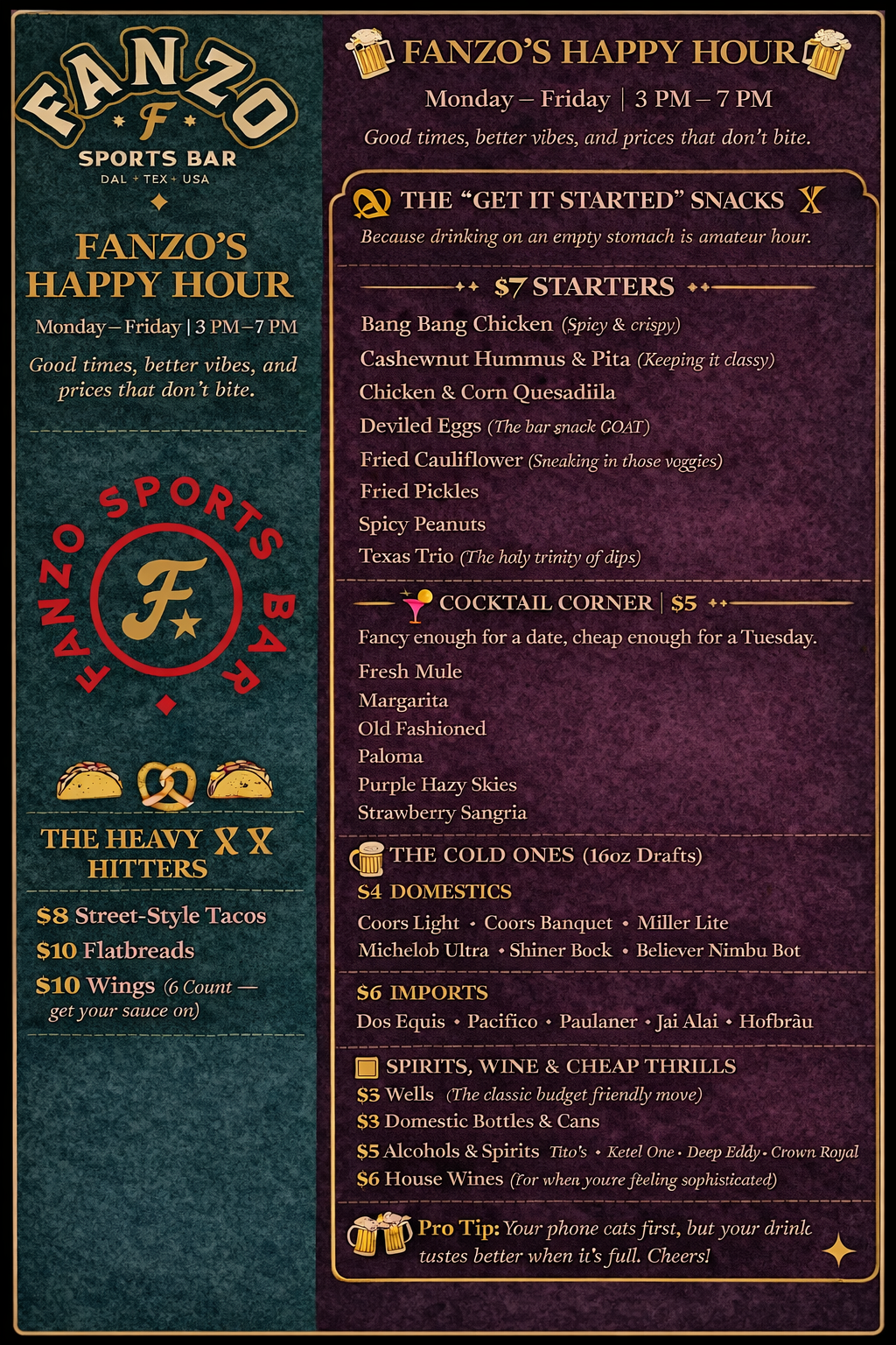 Fanzo Happy Hour Menu